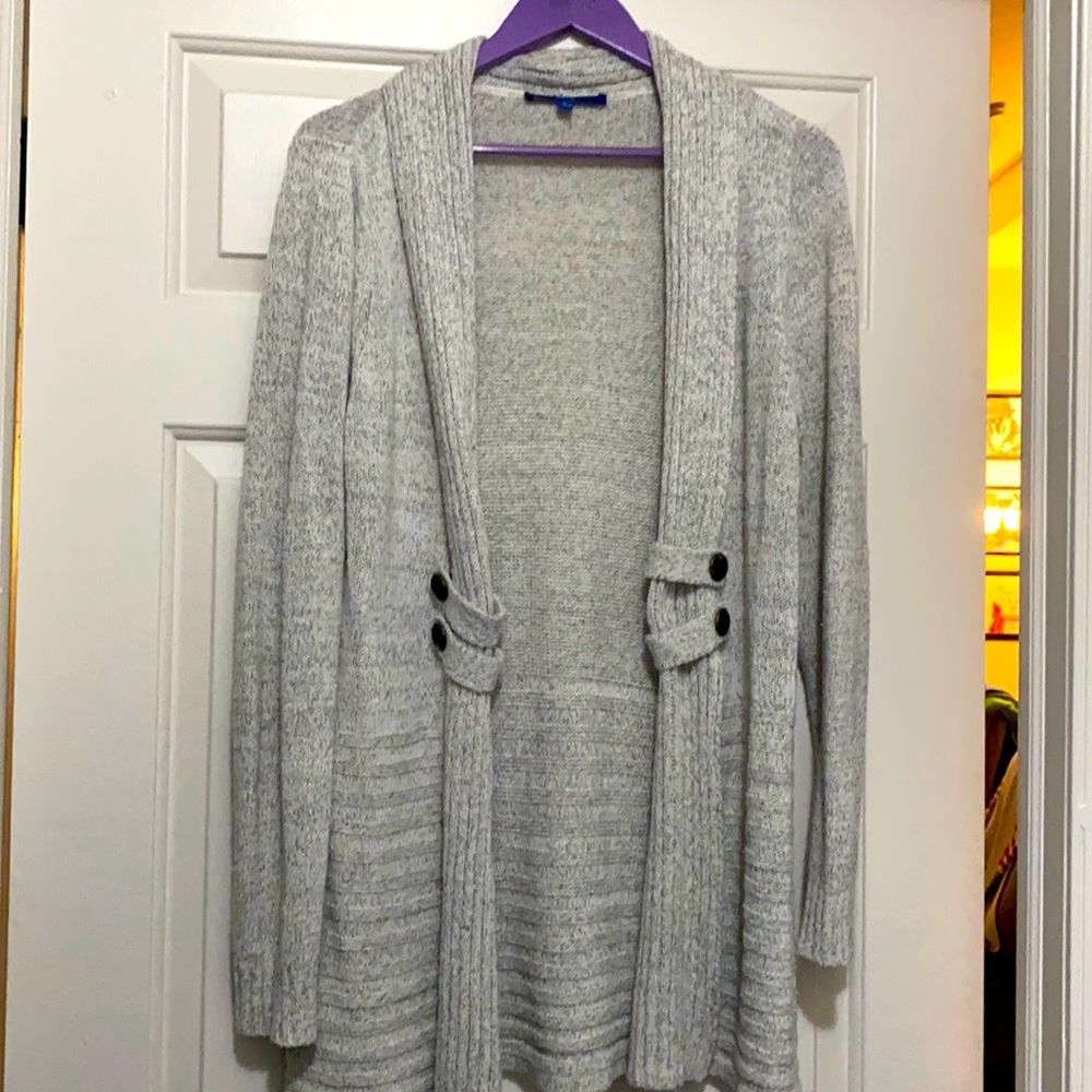 Kohl’s Apt 9 White Black Button Cardigan Sweater